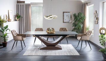 Стіл DOLCE CERAMIC сірий мармур/горіх 180(240)X95 5135 фото