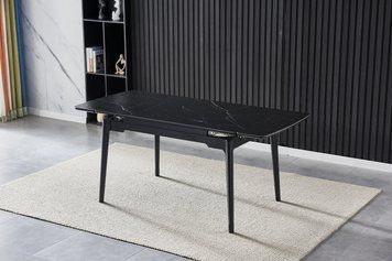 Стіл BONN CERAMIC 130(180)*80 чорний мат/чорний каркас 10552 фото