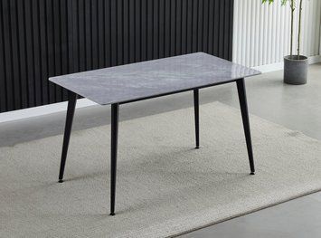 Стіл SABA CERAMIC 130*70 сірий глянець/чорний каркас 10396 фото