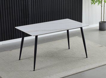 Стіл KING CERAMIC 140*80 білий глянець/чорний мат каркас 10397 фото