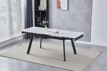 Стіл OSLO CERAMIC 120(180)*80 білий глянець/чорний каркас 10448 фото