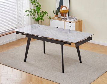 Стіл OSLO CERAMIC 120(180)*80 сірий глянець/чорний каркас 10449 фото
